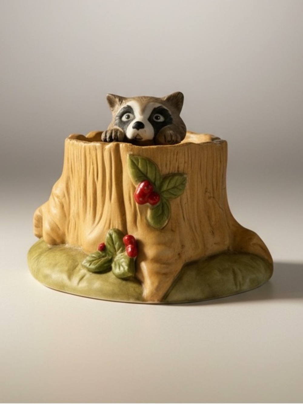 Vintage 1984 Franklin Mint "Woodland Surprises" Raccoon Porcelain Figurine